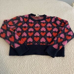 Crewcuts Heart Pattern Sweater - Pink, Red, and Black